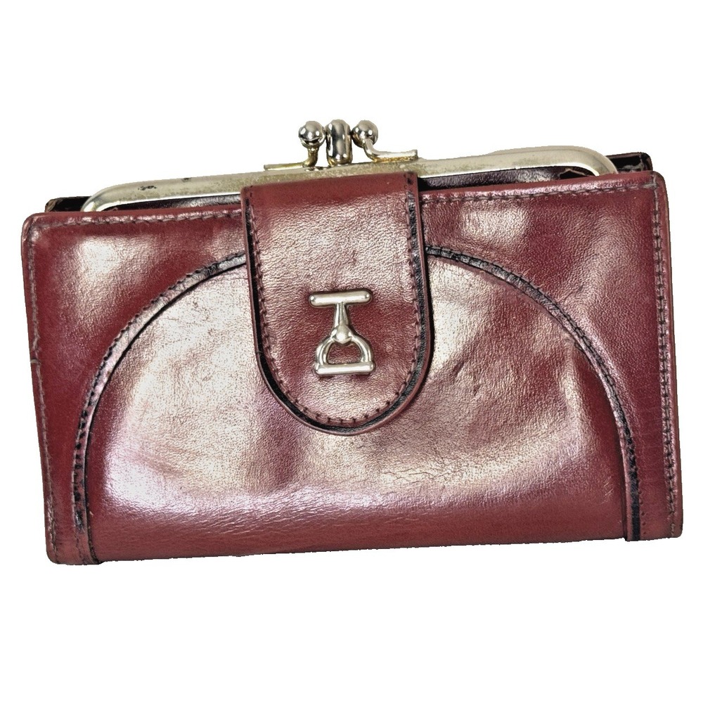 VTG Baronet 300 Burgundy Leather Wallet Heritage Double Change Purse 90s Retro